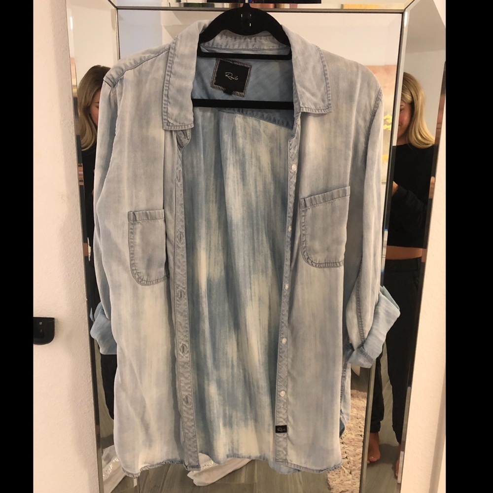 Rails light wash denim button up shirt